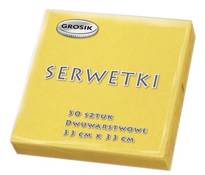Sarantis Grosik Serwetki Stołowe 33x33 50szt Żółte