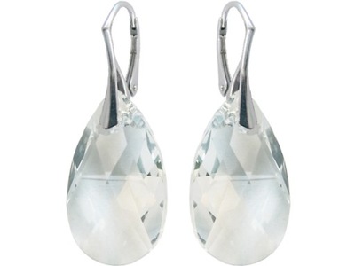 KOLCZYKI SREBRNE Z KRYSZTAŁAMI SWAROVSKI MIGDAŁ 28mm CRYSTAL
