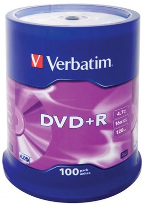 PŁYTA DVD+R VERBATIM AZO, 4,7GB, 16X, CAKE 100SZT.