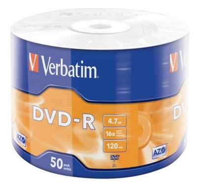Płyty VERBATIM DVD-R 4,7GB 16x 50szt AZO
