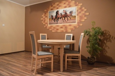 OKRĄGŁY STÓŁ 100/140 4 krzesła drewniane Tanio!!