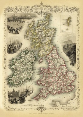 WIELKA BRYTANIA Londyn mapa ilustrowana 1851 r.