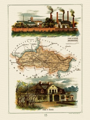 mapa ilustrowana KUTNO Bazewicz 40x30 cm