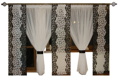 Komplet firan woal AFRYKA Balkon 3 panele 2 kokony