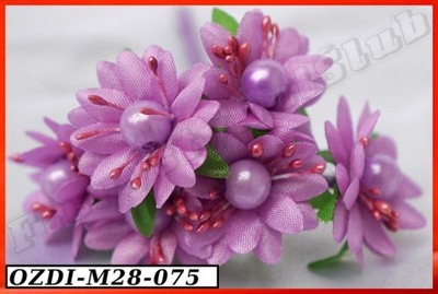 Kwiaty materiałowe z perełką 2,5cm/6szt M28 4kolor
