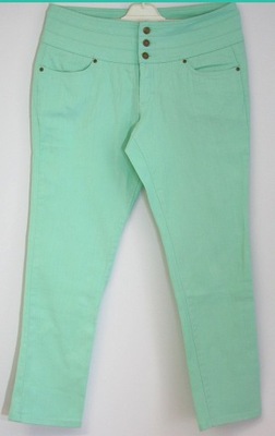 Spodnie seledyn jeans wysoki stan R 48