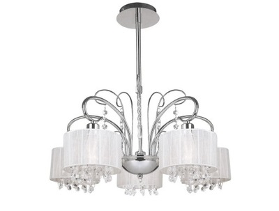 LAMPA ŻYRANDOL ABAŻUROWY Z KRYSZTAŁAMI SPAN 5 ITALUX SALONU SYPIALNI WHITE
