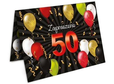 Zaproszenia na 50 urodziny z balonikami 10szt