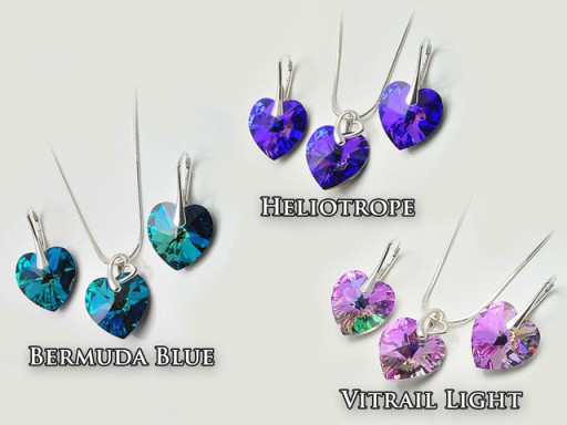 ШОК! Набор Swarovski Heart Mix Color Серебро 925