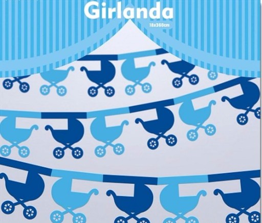 КОЛЯСКА GIRLAND BANNER СИНЯЯ ОДИН ГОД КРЕЩЕНИЕ РОЖДЕНИЕ РЕБЕНКА ДУШ 3,6 М