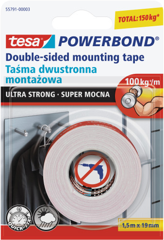 Лента монтажная TESA Powerbond SuperMocn 19мм 1,5м