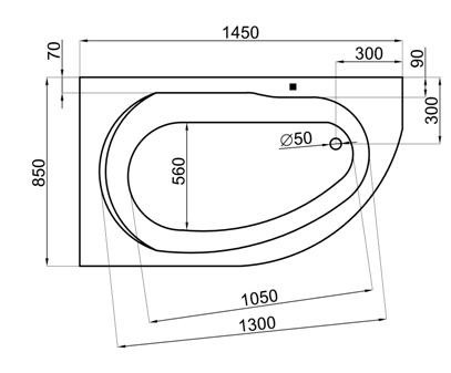 MIKI угловая ванна 145x85 см + сифон