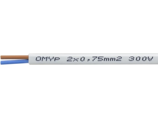 OMYp жилой кабель 2х0,75 Белый 300В ПЛОСКИЙ 1м