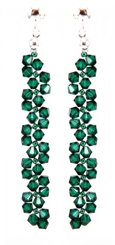 Серьги с кристаллами SWAROVSKI, зеленый изумруд