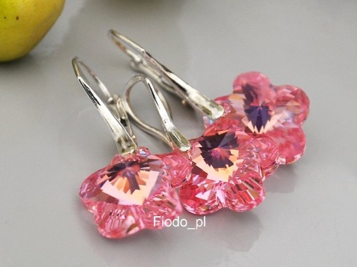 KOMPLET KWIATKI LIGHT ROSE AB SWAROVSKI CRYSTALS