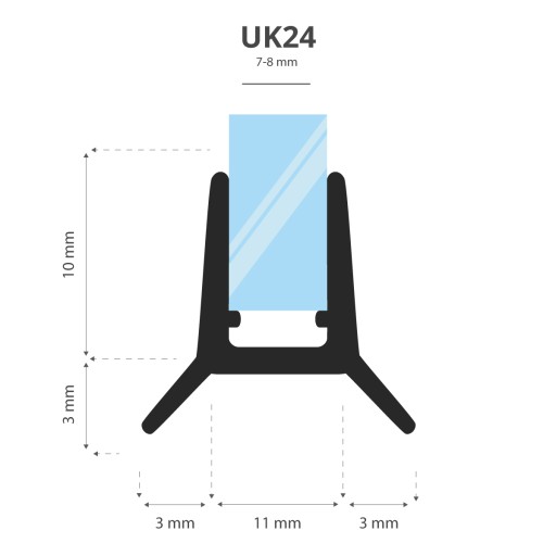 Уплотнитель для душевой кабины 110 см UK24-08