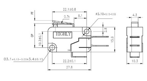 Mikroprzełącznik VS15N01-1C - 15A; Highly