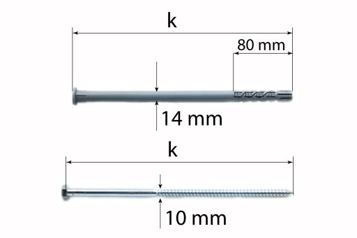 Kołki rozporowe ramowe 14x200 długie rozpieranie