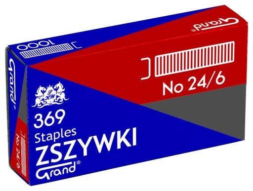 Скобы офисные стальные GRAND 369 №24/6 1000 шт.