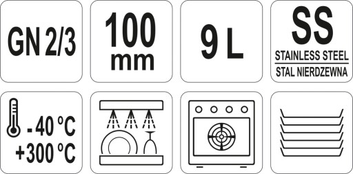 ПЕРФОРИРОВАННЫЙ КОНТЕЙНЕР YATO GN 2/3 100 SS ММ 9Л