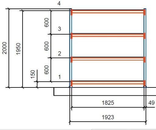 Полка для комплектации Mecalux 200x182x60 4 полки M7