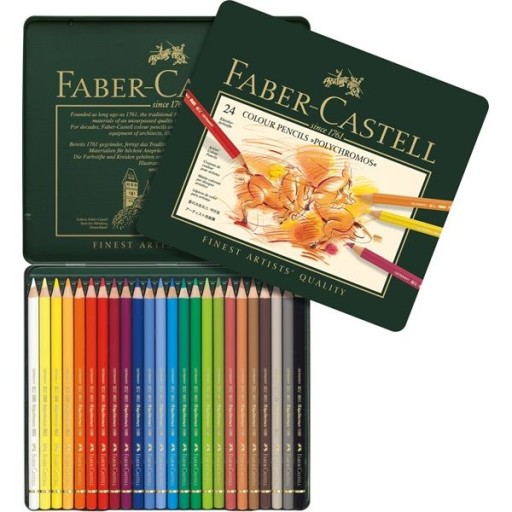 Мелки FABER-CASTELL Polychromos 24 цвета, МЕТАЛЛ