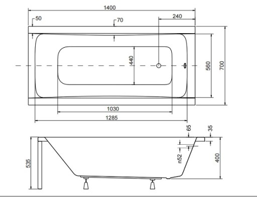 BESCO OPTIMA ПРЯМОУГОЛЬНАЯ ВАННА 140x70 НОЖКИ СИФОНА