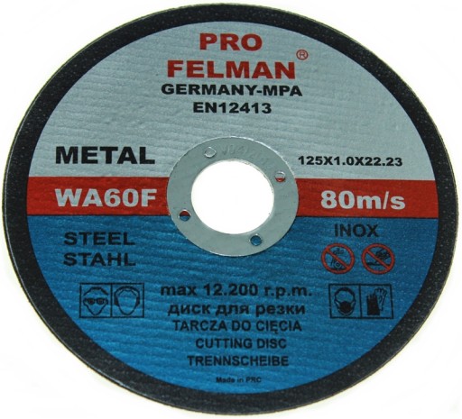 ДИСКИ ДИСКИ РЕЖНЫЕ ПО МЕТАЛЛУ 125X1,0 FELMAN