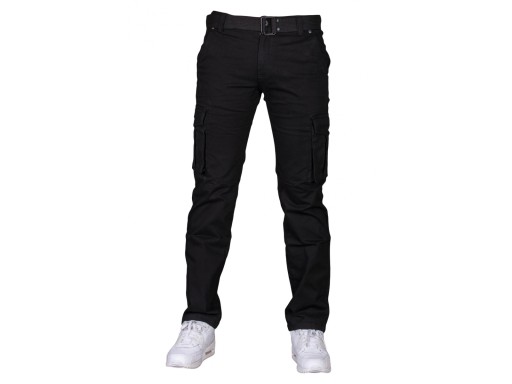 Bojówki czarne + pasek D9079-1 fashionmen2 rozm.38