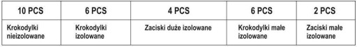 Набор электрических зажимов-крокодилов, РАЗМЕРЫ СМЕШАННЫХ