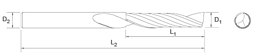 Frez VHM 1 piórowy 4mm x 22mm PVC PLEXI DREWNO