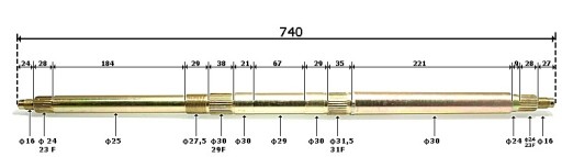 Ось, ЗАДНЯЯ ось для ATV 125, квадроцикл 125cc 74см/740мм