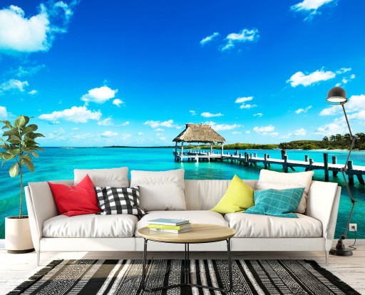 3D фотообои пляж лазурное море 368x254 F00519
