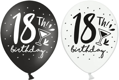 Воздушные шары 18-е! день рождения на 18 лет 6шт микс 30см