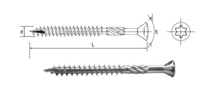 Саморезы INOX из нержавеющей стали 5x60 для террасных досок 200