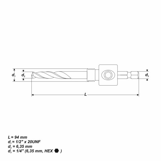 Адаптер для кольцевой пилы BiM HEX 1/4 дюйма