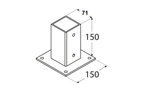 Основание опоры прямоугольное, привинченное, 70x70x150x2