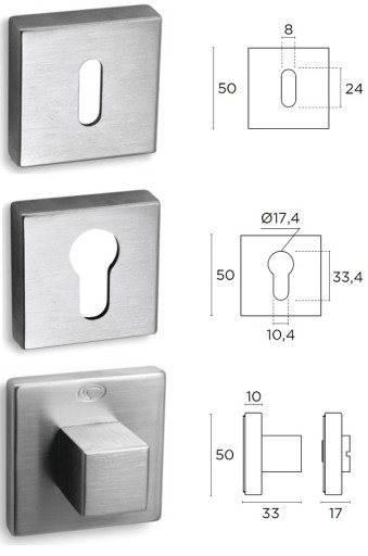 Klamka 1125 rozeta kwadratowa chrom satyna Convex