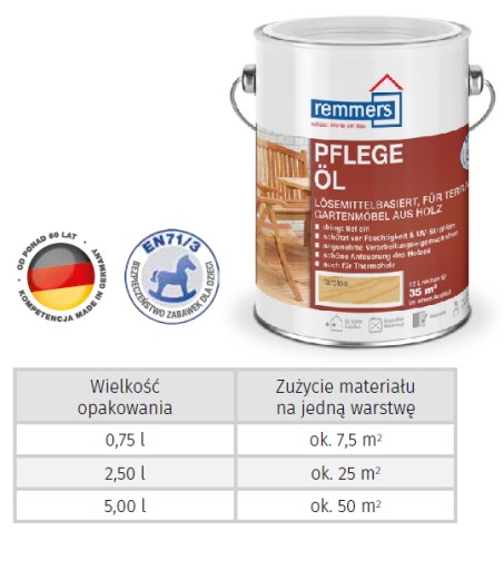 REMMERS PFLEGE-OL ТЕРРАСНОЕ МАСЛО ЦВЕТА 0,75л