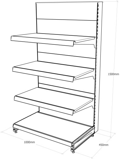 MAGO SHOP ПОЛКА, металлический конец, 150/100/45