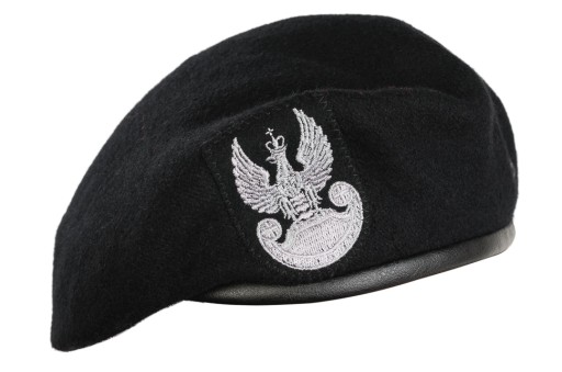 Beret Wojskowy Tłoczony z Orłem - MW, Wojska Pancerne, Zmech Czarny 60