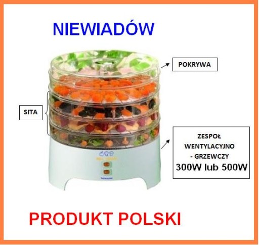 СУШИЛКА ДЛЯ ГРИБОВ И ОВОЩЕЙ NIEWIADÓW 300W 11L ПОЛЬША