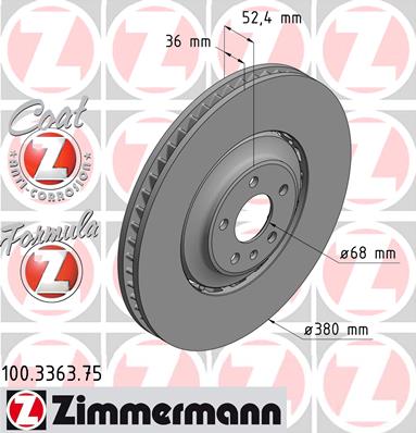 Передние диски ZIMMERMANN Formula Z AUDI A8 D4 10- | SQ5 380 мм