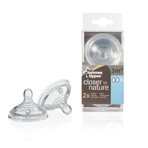 TOMMEE TIPPEE Соска силиконовая для бутылочки 3м+ x2