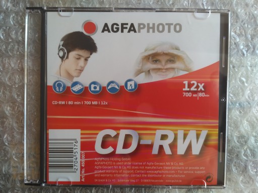 AGFA PHOTO CD-RW x4-x12 перезаписываемый 1 шт.