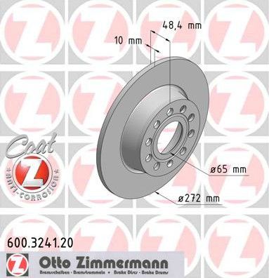 ДИСКИ ЗАДНИЕ ZIMMERMANN AUDI A3 8P 8V ALTEA XL 272мм