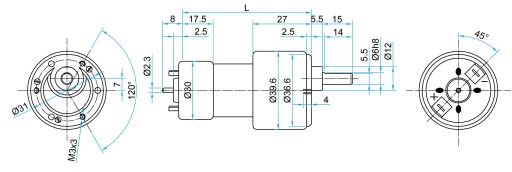 Мотор-редуктор 12В 300 об/мин 1 кг.см производства итальянский