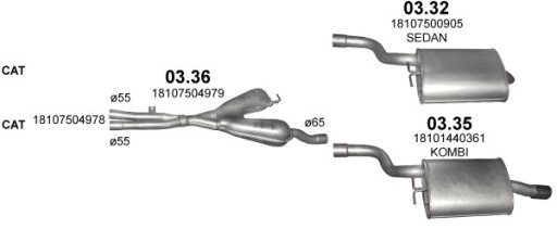 Средний глушитель BMW 5 E 39 объём 2.2+2.5+3.0 00-03