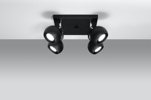Lampa Sufitowa PLAFON LISTWA OCULARE 4 CZARNY okrągłe klosze do korytarza