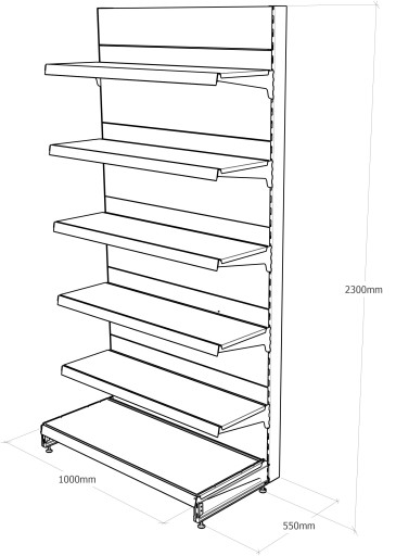 MAGO металлическая стенка ПОЛКА ДЛЯ МАГАЗИНА 230/100/55
